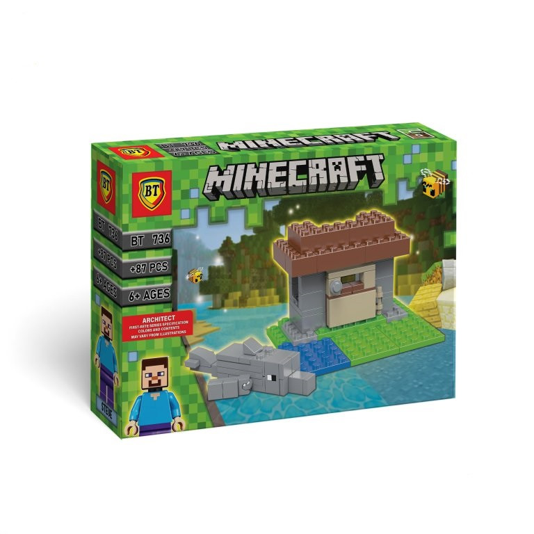 لگو ماینکرفت کلبه ساحلی و دلفین همراه فیگور استیو ساختنی 87 تکه بی‌تی Minecraft