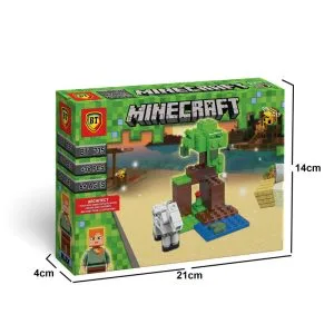 لگو ماینکرفت صحنه جنگل و حیوان همراه فیگور الکس ساختنی 76 تکه بیتی Minecraft