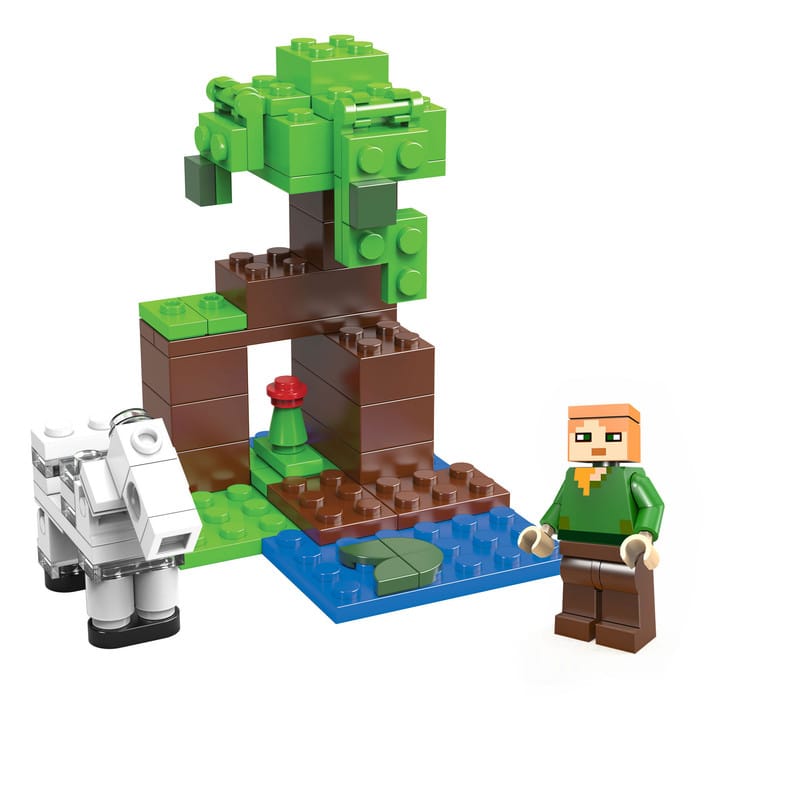 لگو ماینکرفت صحنه جنگل و حیوان همراه فیگور الکس ساختنی 76 تکه بیتی Minecraft - تصویر 2