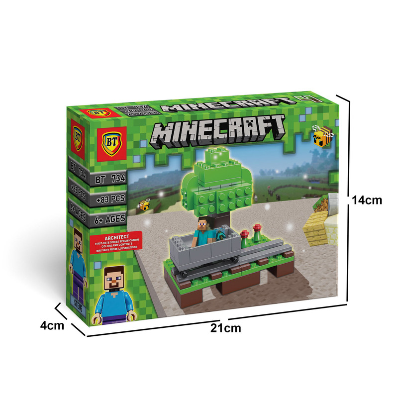 لگو ماینکرفت ریل واگن معدن همراه فیگور استیو ساختنی 83 تکه بیتی Minecraft